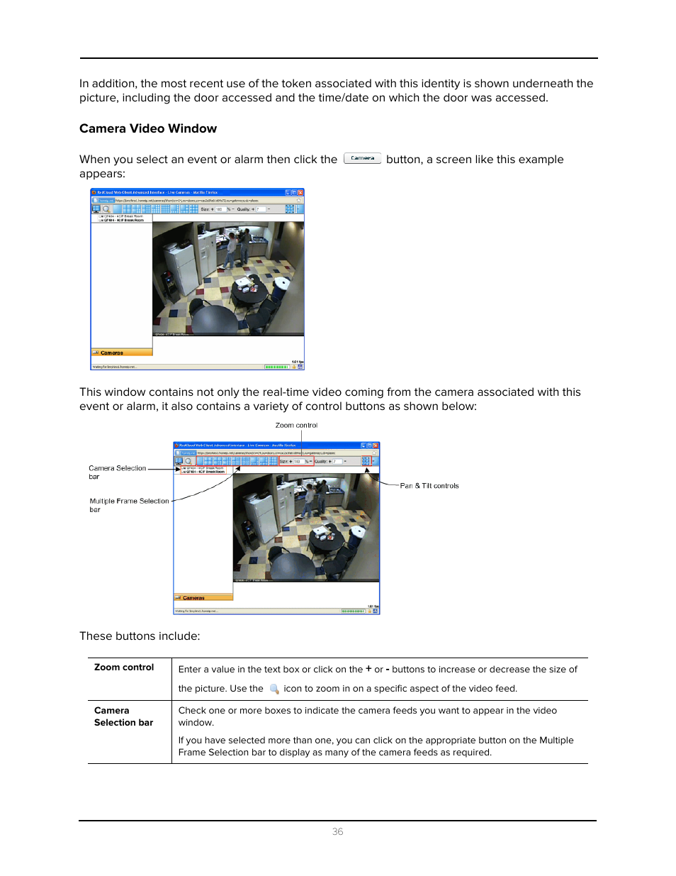 Camera video window | Avigilon Access Control Manager - Alarm Monitoring User Manual | Page 40 / 41