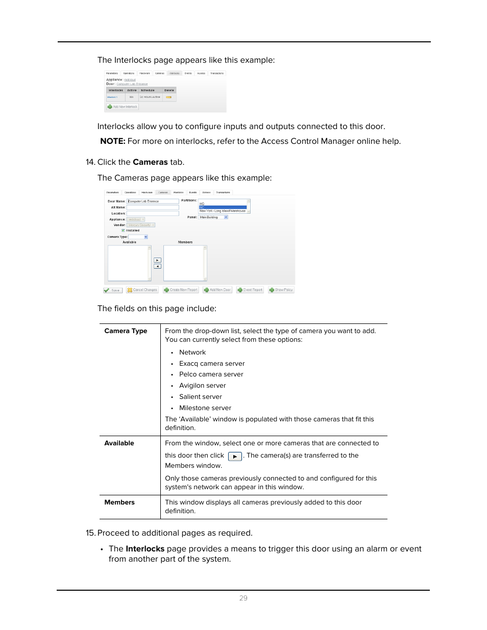 Click the cameras tab | Avigilon Access Control Manager - Avigilon Workflow Guide User Manual | Page 33 / 119