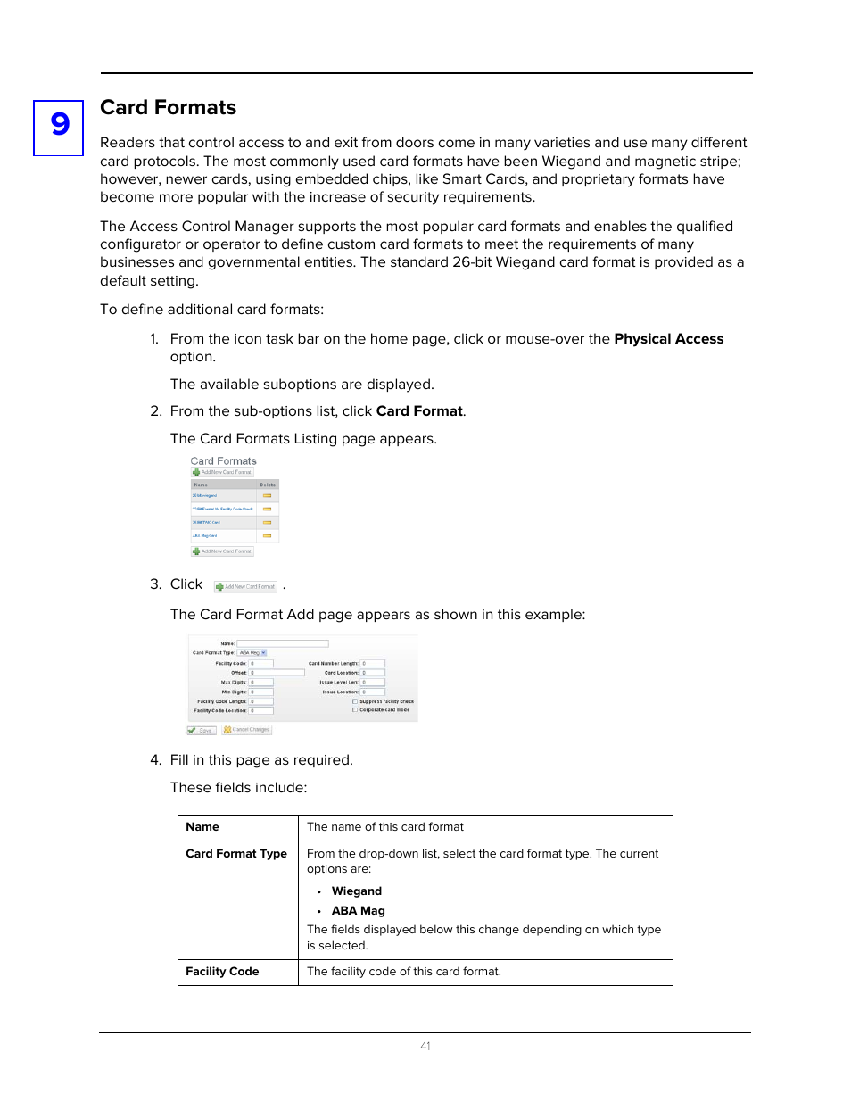 Card formats, From the sub-options list, click card format, Click | Avigilon Access Control Manager - Avigilon Workflow Guide User Manual | Page 45 / 119