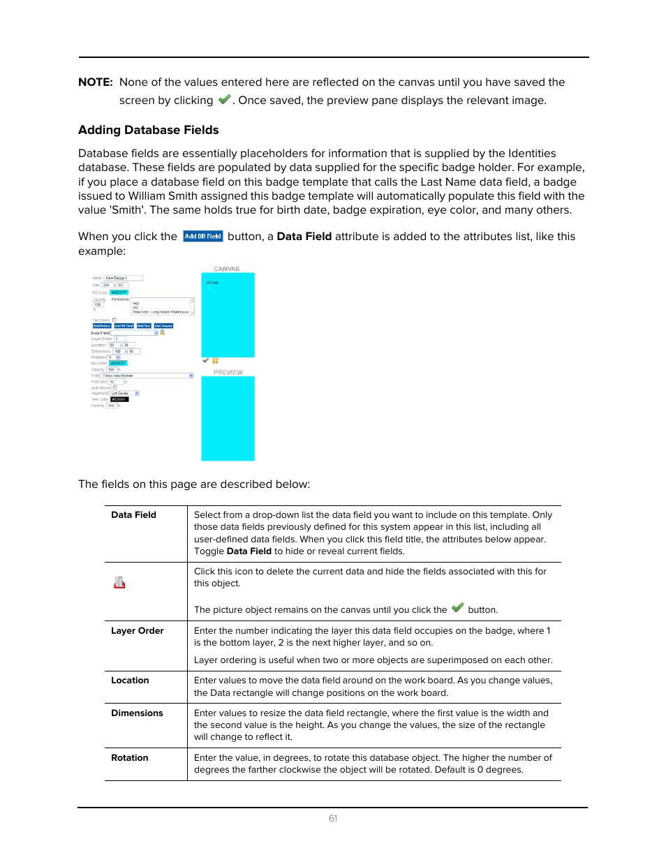 Adding database fields | Avigilon Access Control Manager - Avigilon Workflow Guide User Manual | Page 65 / 119