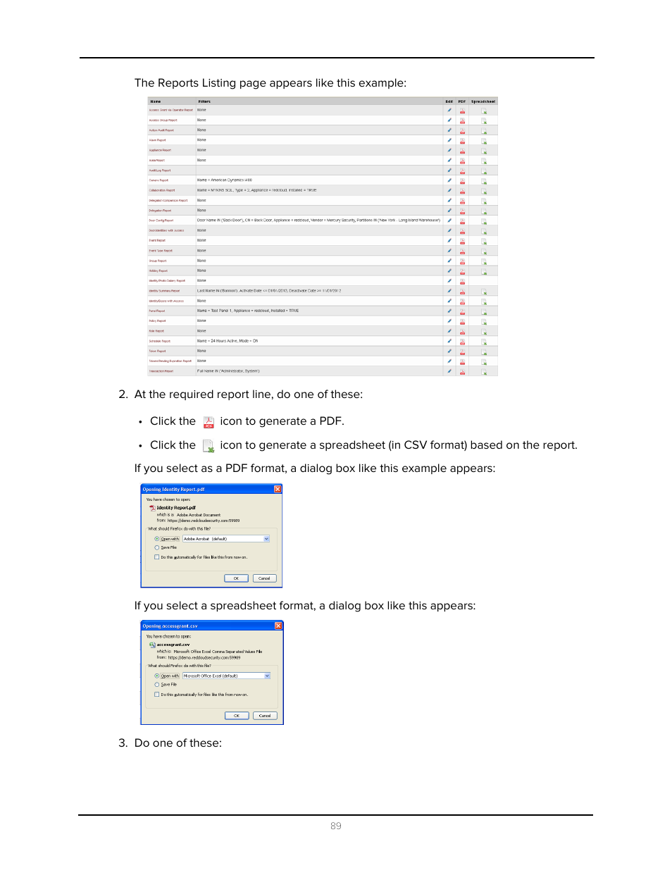 At the required report line, do one of these, Do one of these | Avigilon Access Control Manager - Avigilon Workflow Guide User Manual | Page 93 / 119