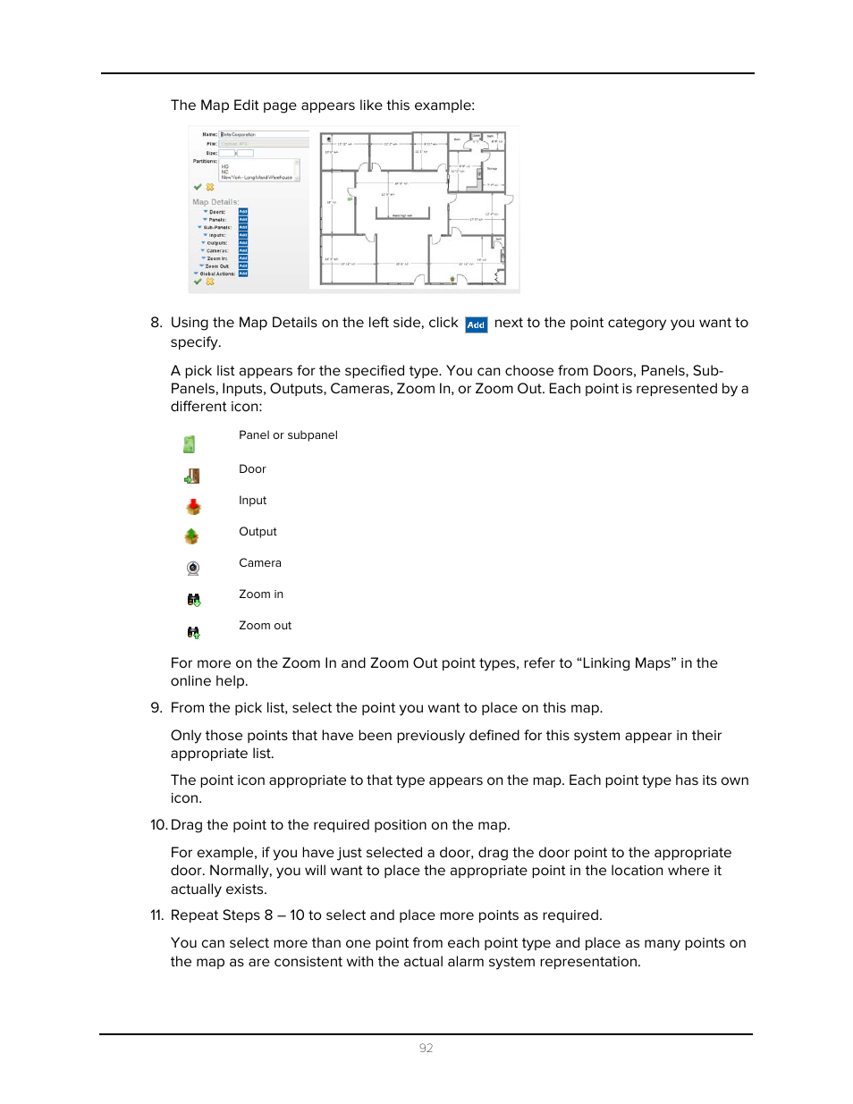 Drag the point to the required position on the map | Avigilon Access Control Manager - Avigilon Workflow Guide User Manual | Page 96 / 119