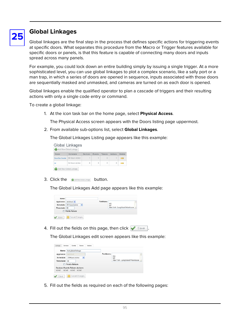 Global linkages, Click the button | Avigilon Access Control Manager - Avigilon Workflow Guide User Manual | Page 99 / 119