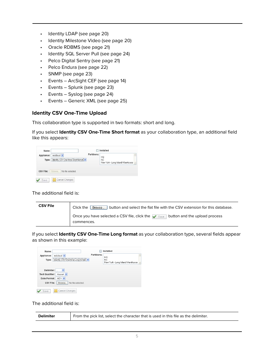 Identity csv one-time upload | Avigilon Access Control Manager - Collaboration User Manual | Page 10 / 36