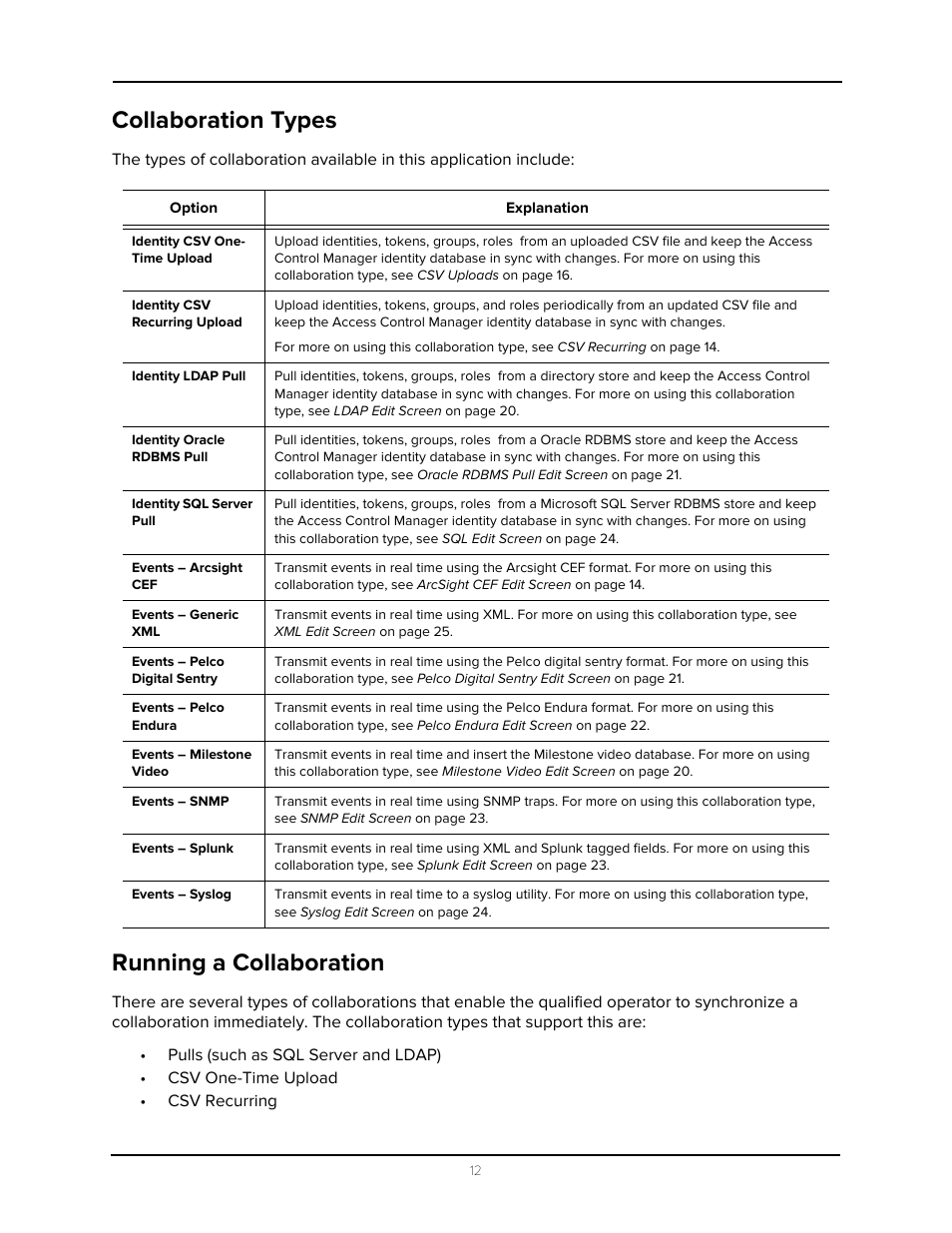 Collaboration types, Running a collaboration, Collaboration types running a collaboration | Avigilon Access Control Manager - Collaboration User Manual | Page 17 / 36