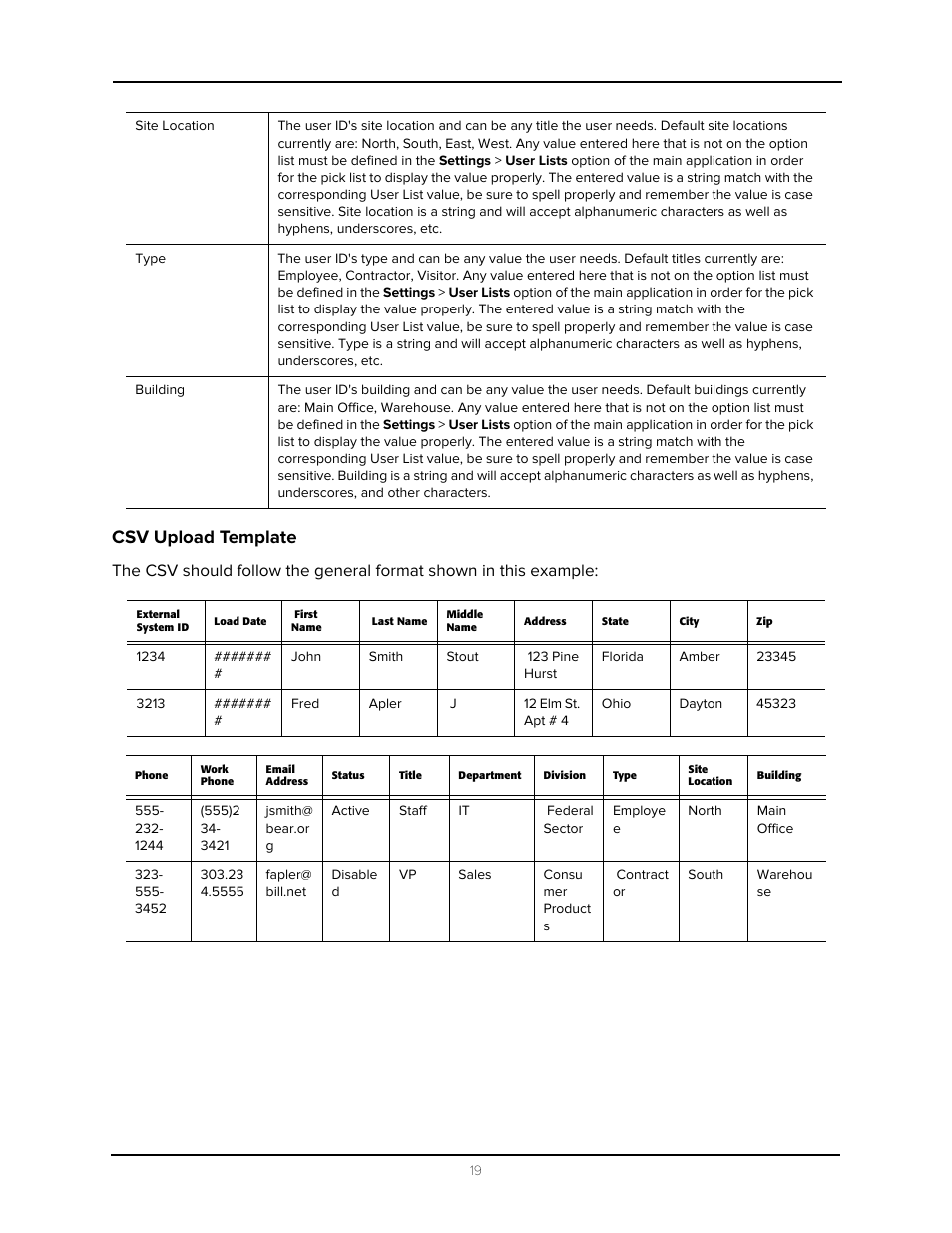 Csv upload template | Avigilon Access Control Manager - Collaboration User Manual | Page 24 / 36