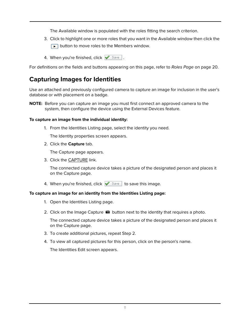 Capturing images for identities | Avigilon Access Control Manager - Identity Enrollment and Credentialing User Manual | Page 15 / 60