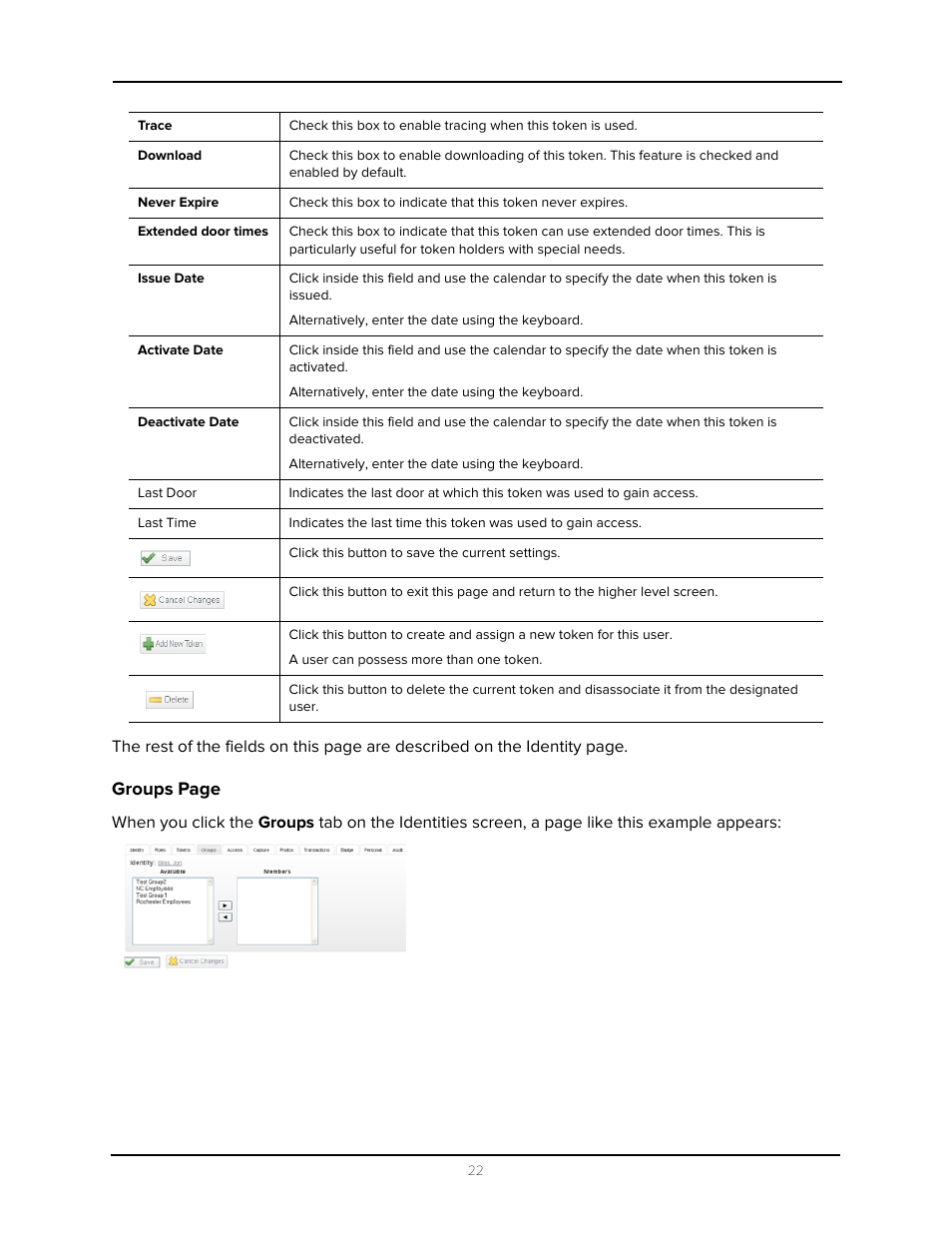 Groups page | Avigilon Access Control Manager - Identity Enrollment and Credentialing User Manual | Page 26 / 60