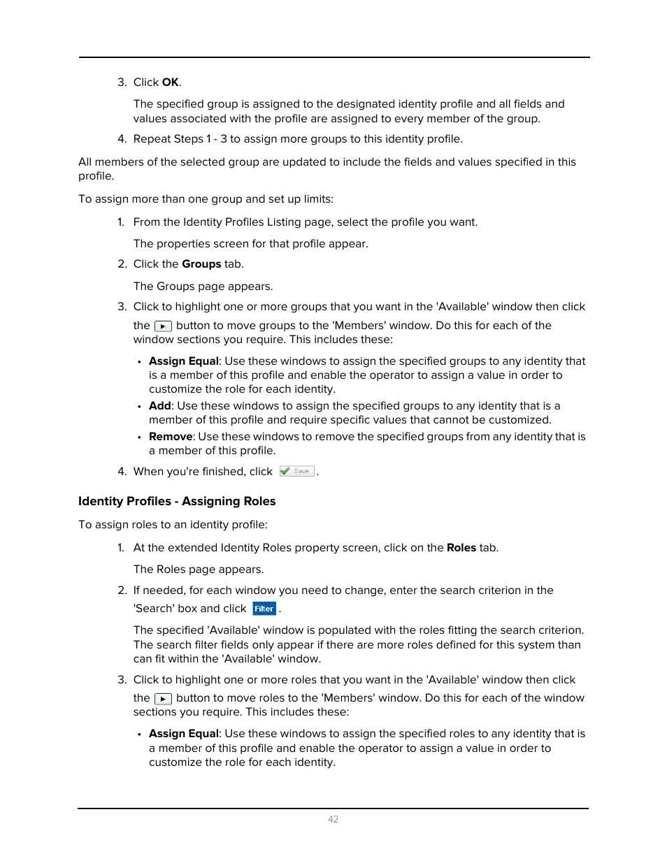 Identity profiles - assigning roles | Avigilon Access Control Manager - Identity Enrollment and Credentialing User Manual | Page 46 / 60