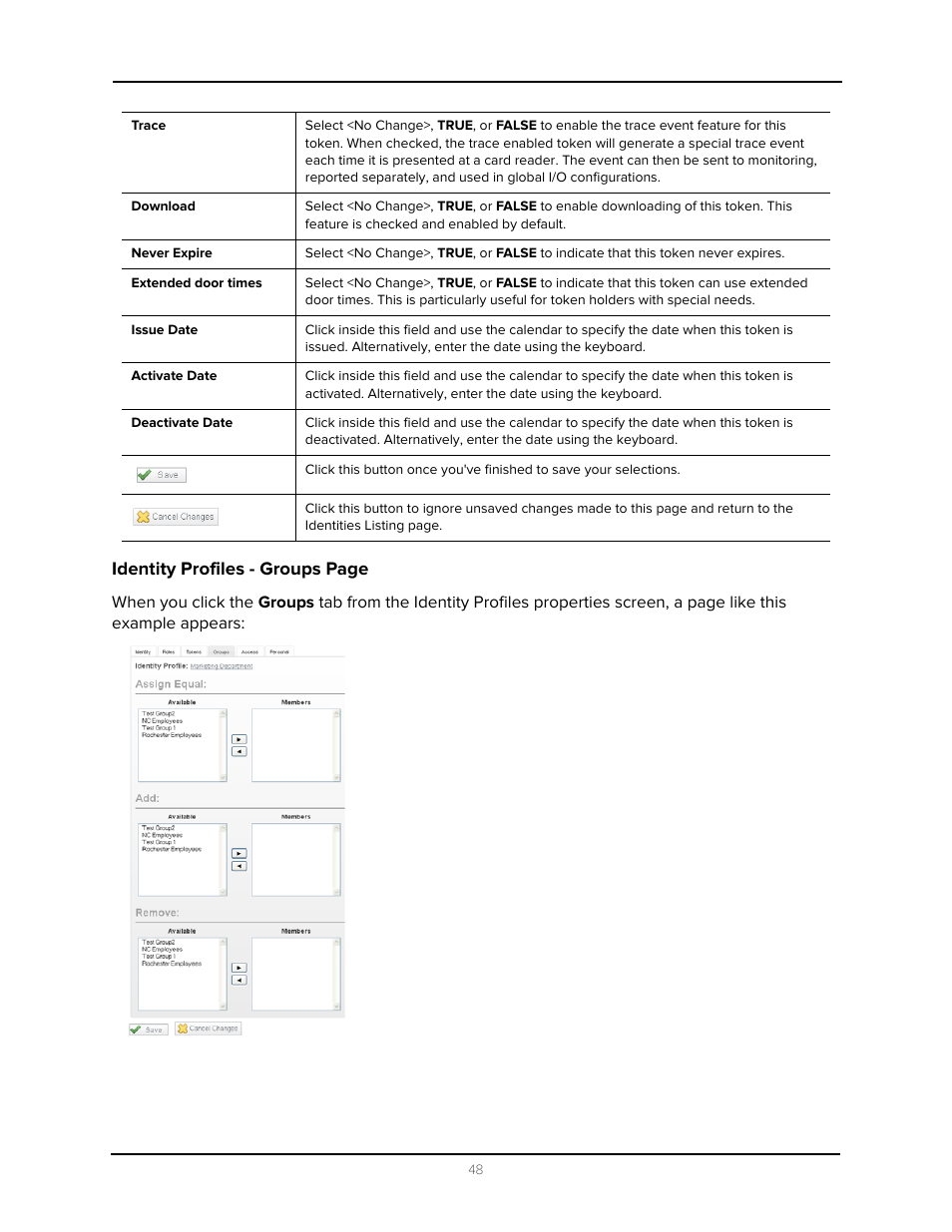 Identity profiles - groups page | Avigilon Access Control Manager - Identity Enrollment and Credentialing User Manual | Page 52 / 60