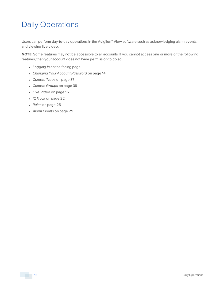 Daily operations | Avigilon View User Manual | Page 12 / 127