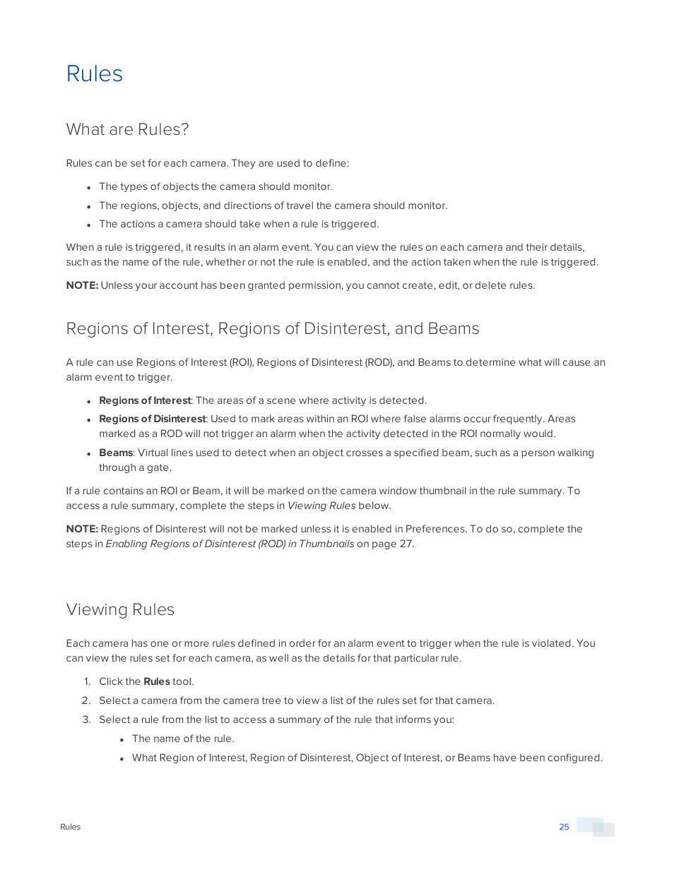 Rules, What are rules, Viewing rules | Avigilon View User Manual | Page 25 / 127