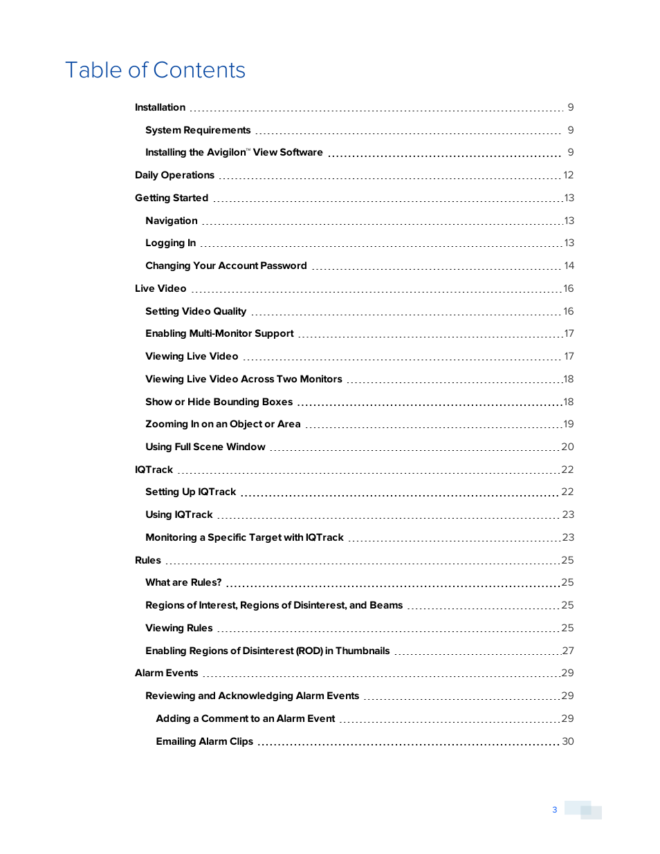 Avigilon View User Manual | Page 3 / 127