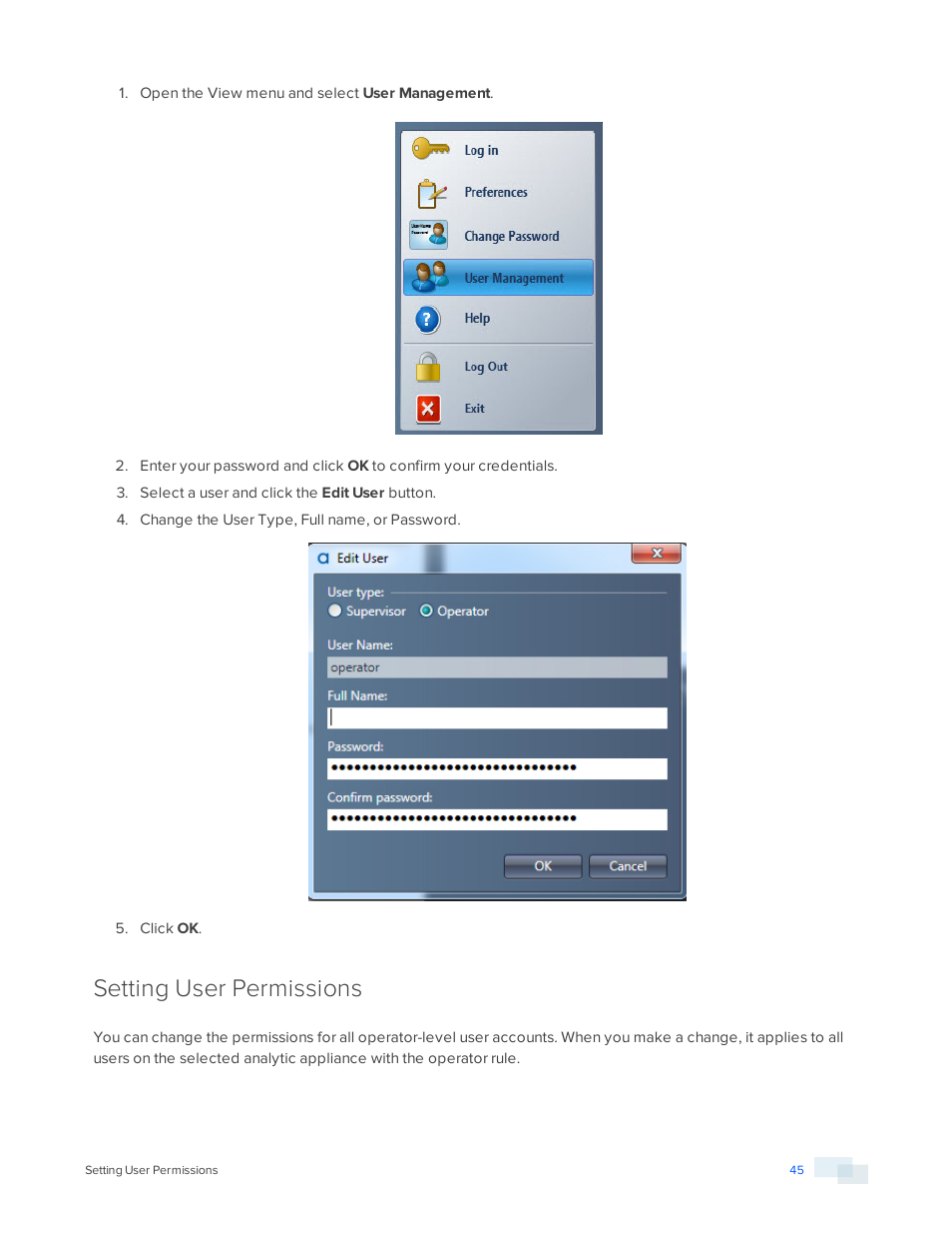 Setting user permissions | Avigilon View User Manual | Page 45 / 127