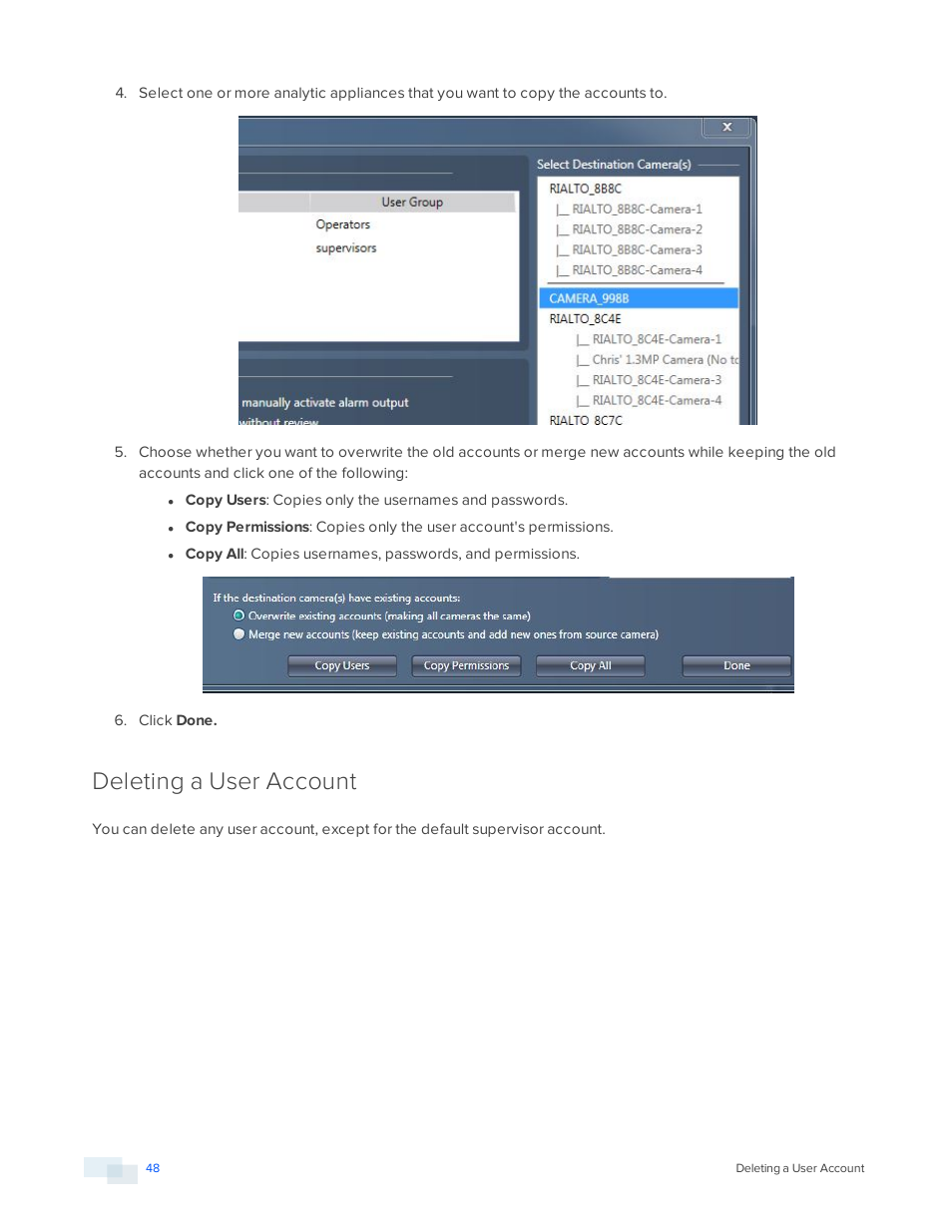 Deleting a user account | Avigilon View User Manual | Page 48 / 127