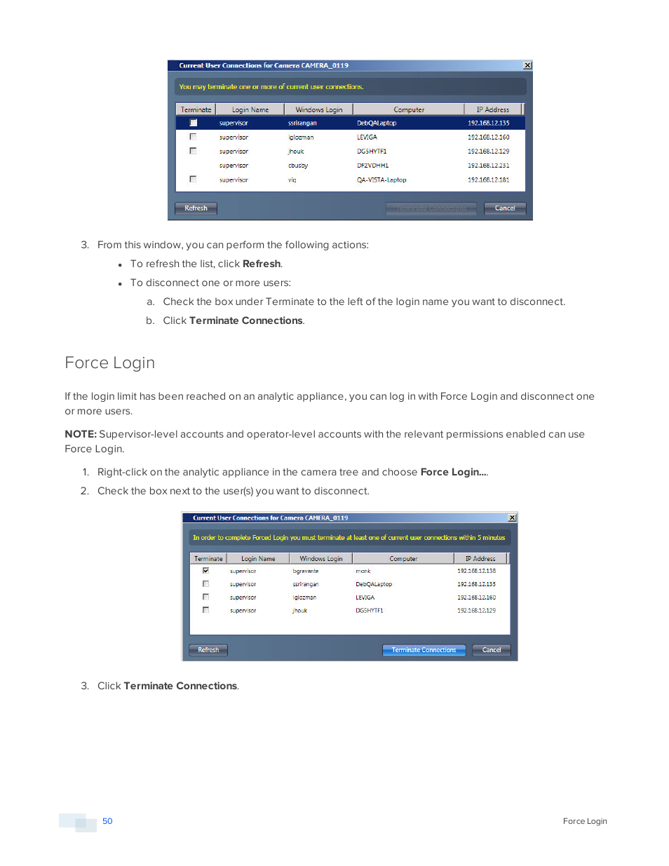 Force login | Avigilon View User Manual | Page 50 / 127