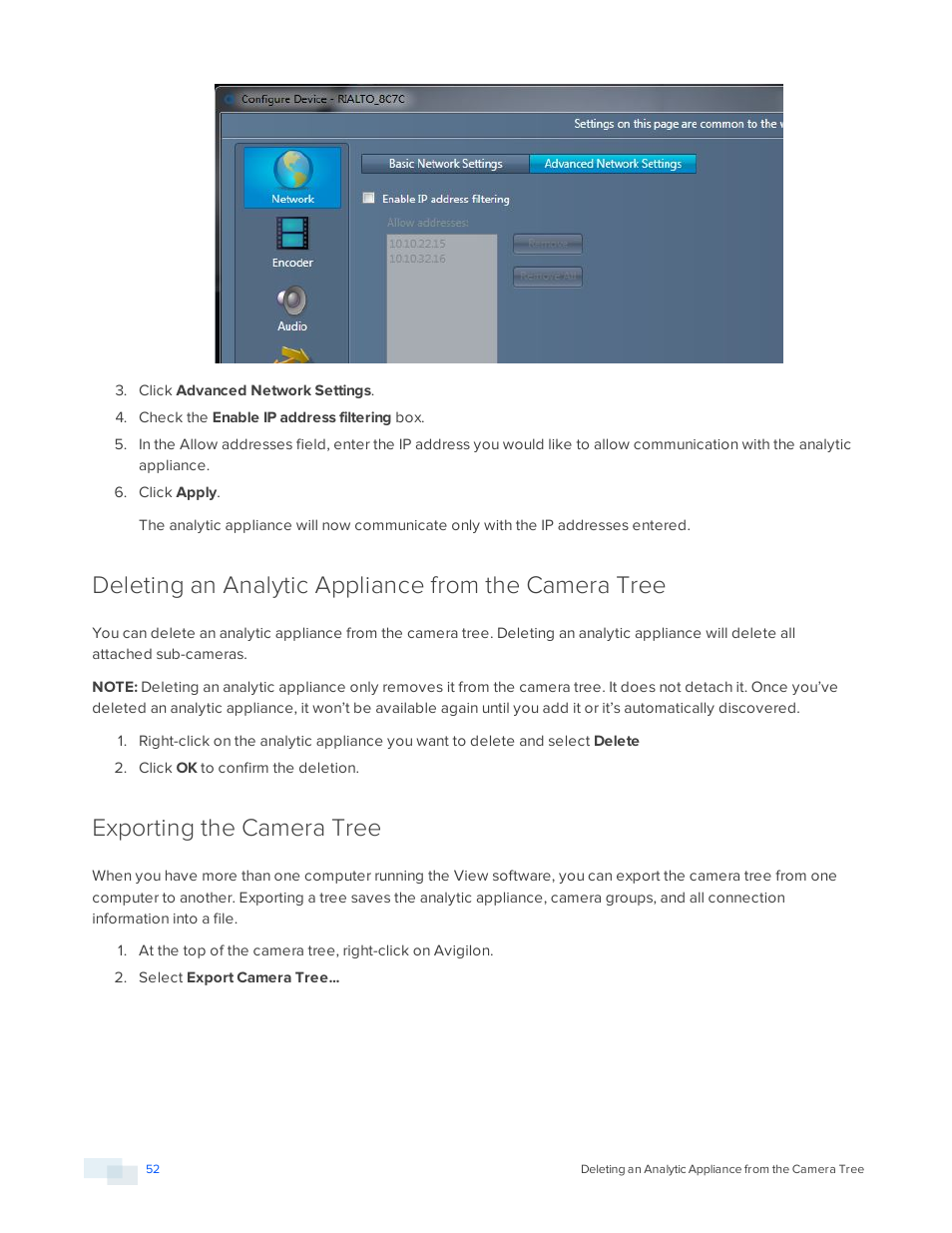 Exporting the camera tree | Avigilon View User Manual | Page 52 / 127