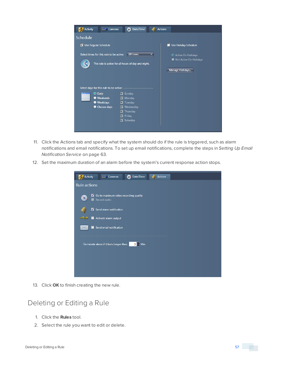 Deleting or editing a rule | Avigilon View User Manual | Page 57 / 127