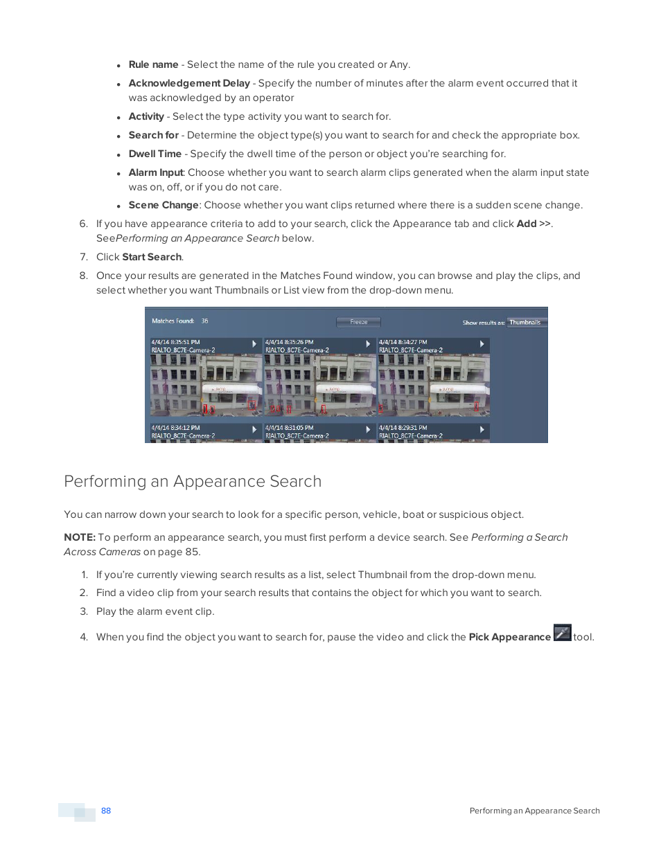 Performing an appearance search | Avigilon View User Manual | Page 88 / 127