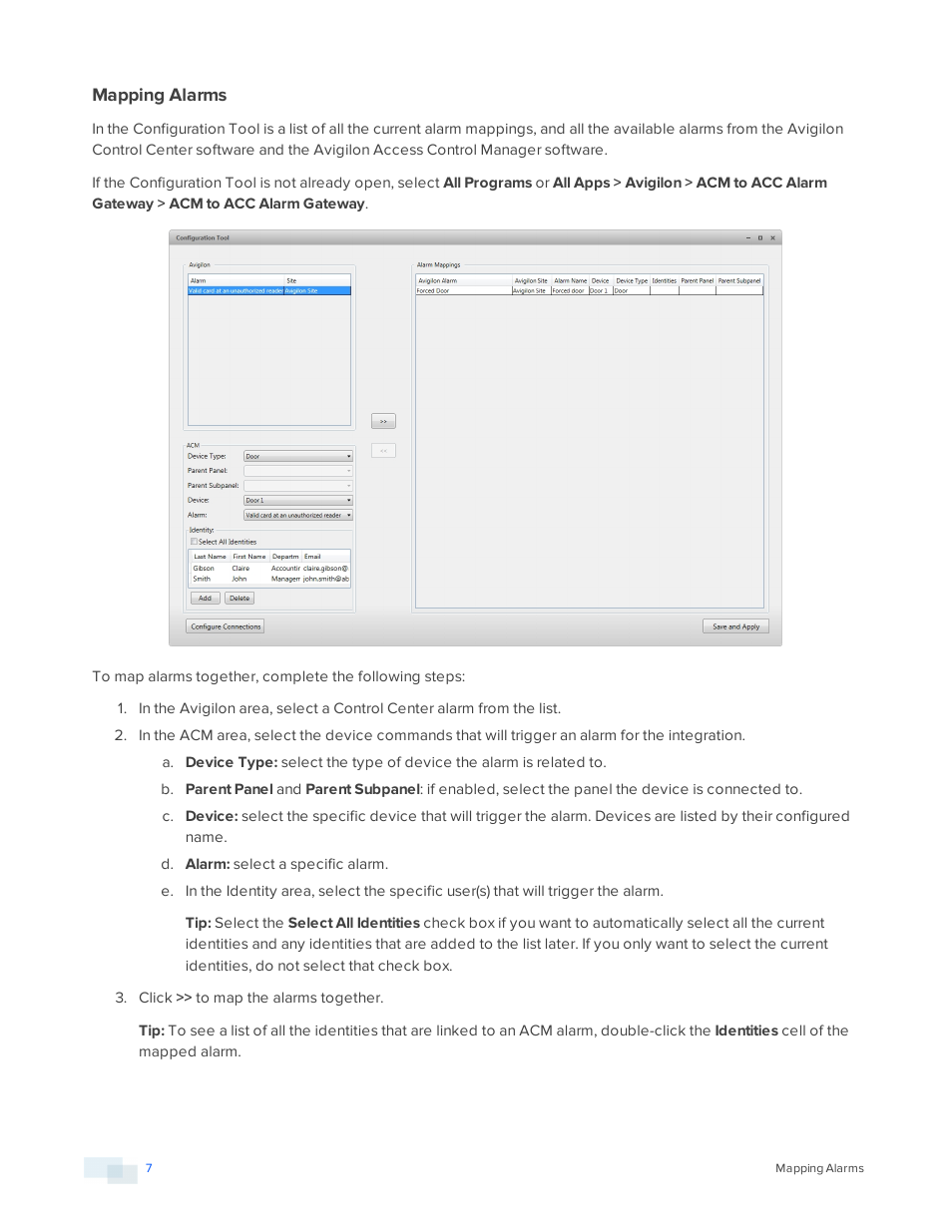 Mapping alarms | Avigilon Access Control Manager Integration User Manual | Page 10 / 17