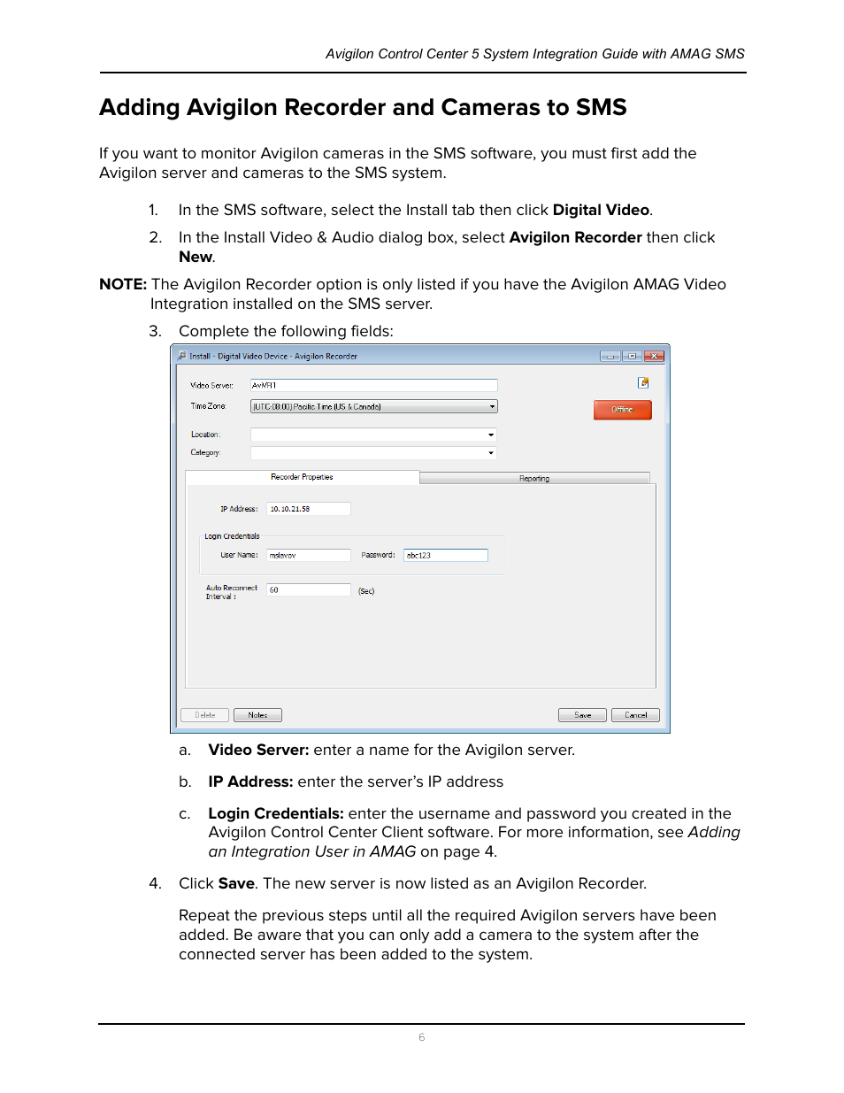 Adding avigilon recorder and cameras to sms | Avigilon AMAG Symmetry 7 Integration User Manual | Page 10 / 18