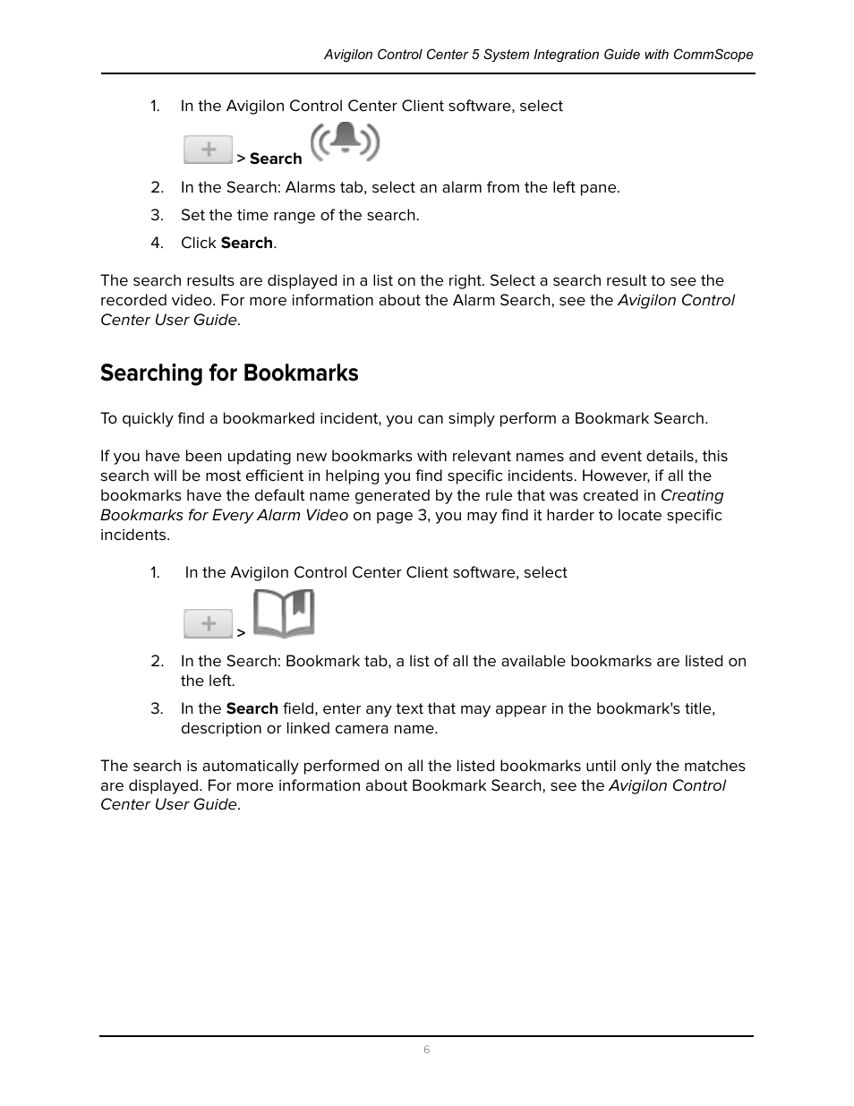 Searching for bookmarks | Avigilon CommScope iPatch Integration User Manual | Page 10 / 12