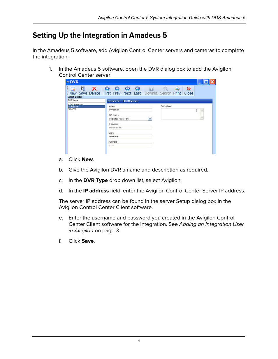 Setting up the integration in amadeus 5 | Avigilon DDS Amadeus Integration User Manual | Page 8 / 10
