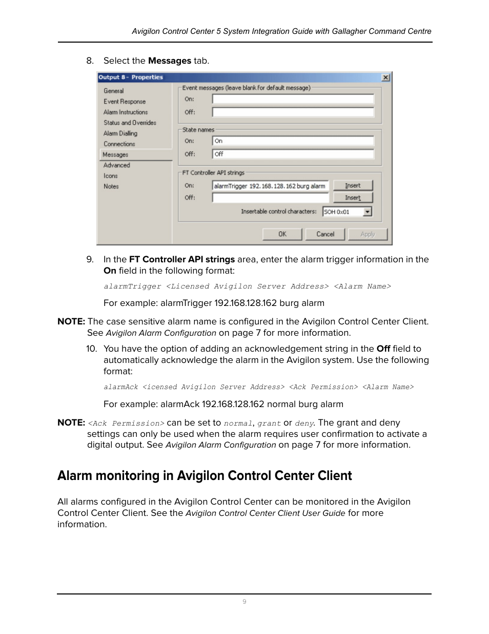 Alarm monitoring in avigilon control center client | Avigilon Gallagher Command Center 7 Integration User Manual | Page 13 / 22