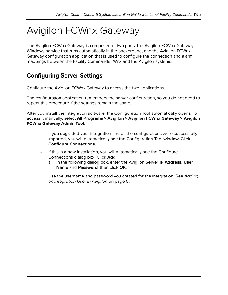 Avigilon fcwnx gateway, Configuring server settings | Avigilon Lenel (Previously GE) Facility Commander Wnx Integration User Manual | Page 10 / 16