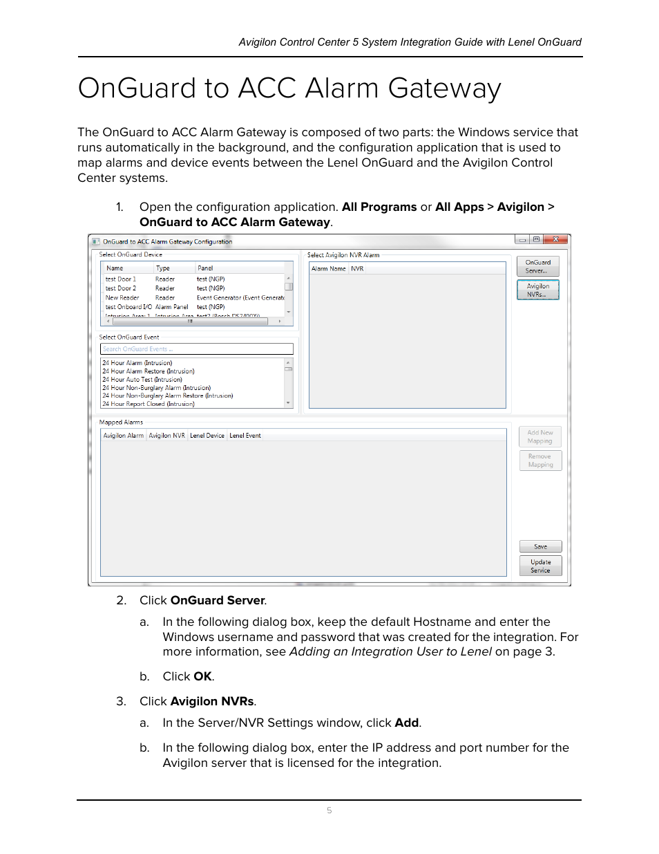 Onguard to acc alarm gateway | Avigilon Lenel OnGuard to ACC Alarm Gateway Integration User Manual | Page 8 / 12