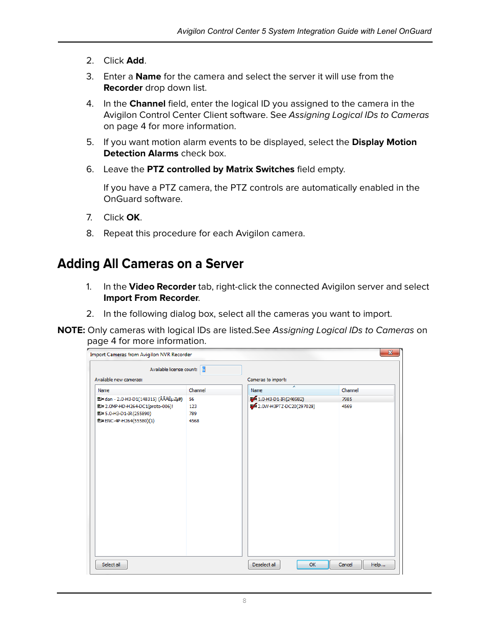 Adding all cameras on a server | Avigilon Lenel OnGuard Video & Event Viewer Integration User Manual | Page 11 / 15