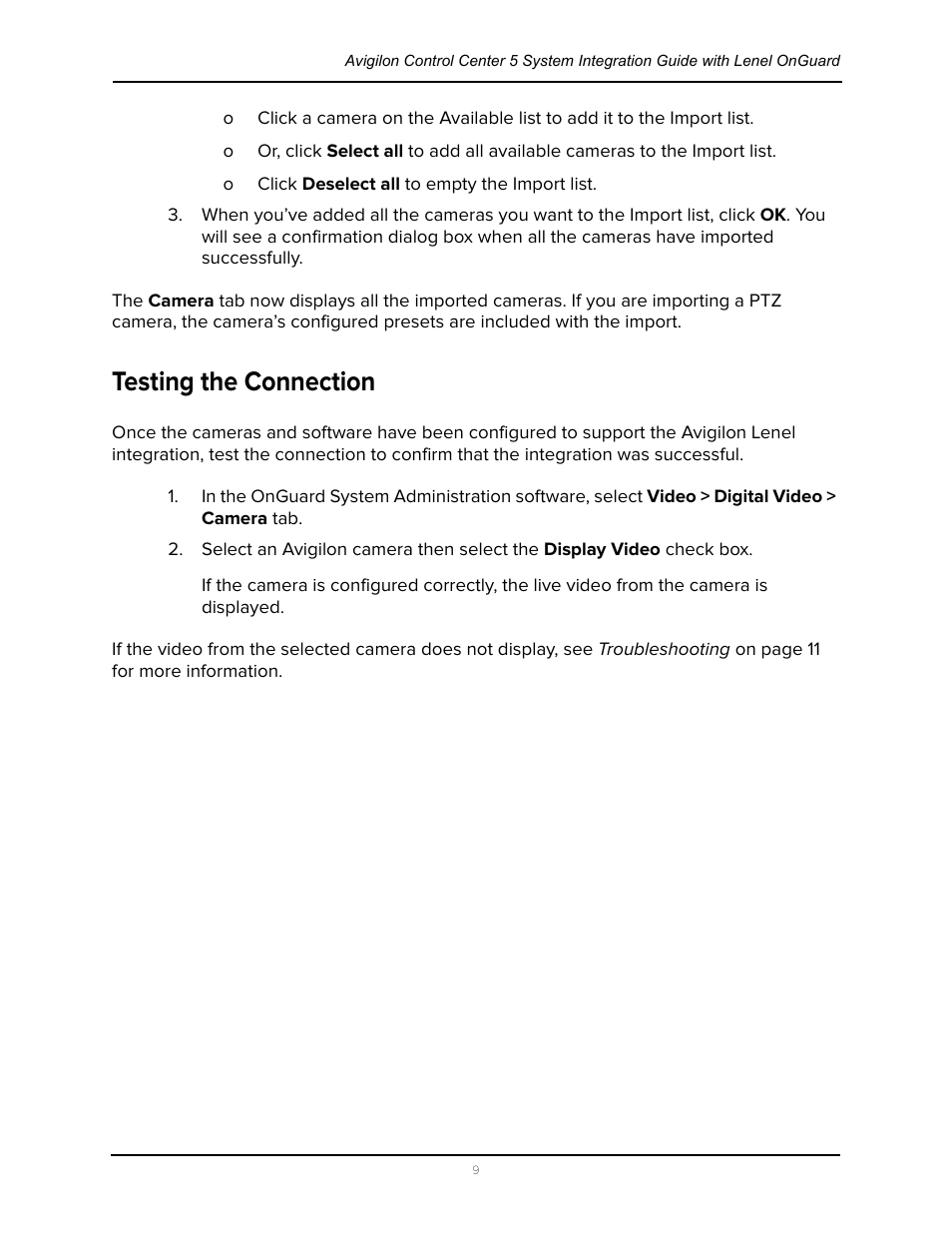 Testing the connection | Avigilon Lenel OnGuard Video & Event Viewer Integration User Manual | Page 12 / 15