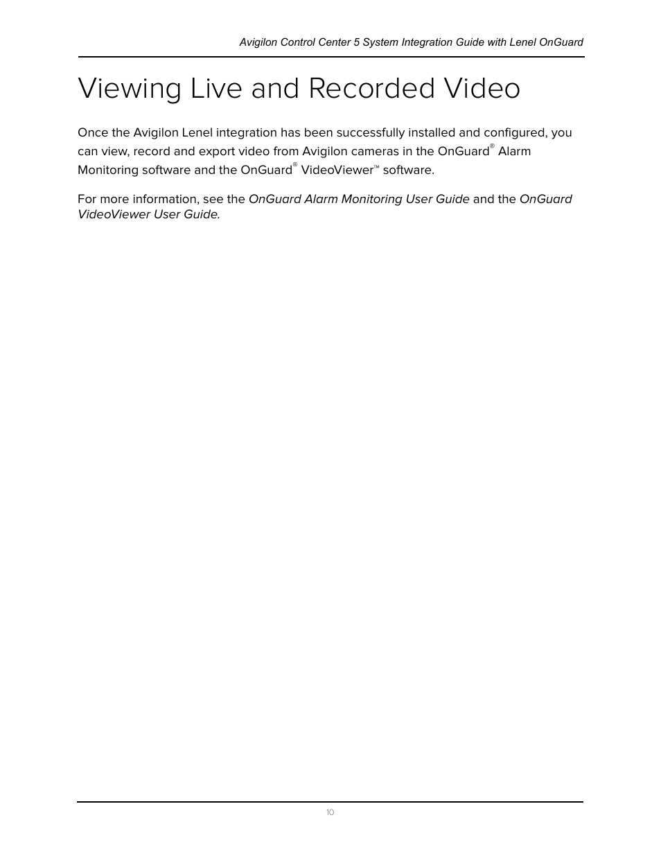 Viewing live and recorded video | Avigilon Lenel OnGuard Video & Event Viewer Integration User Manual | Page 13 / 15