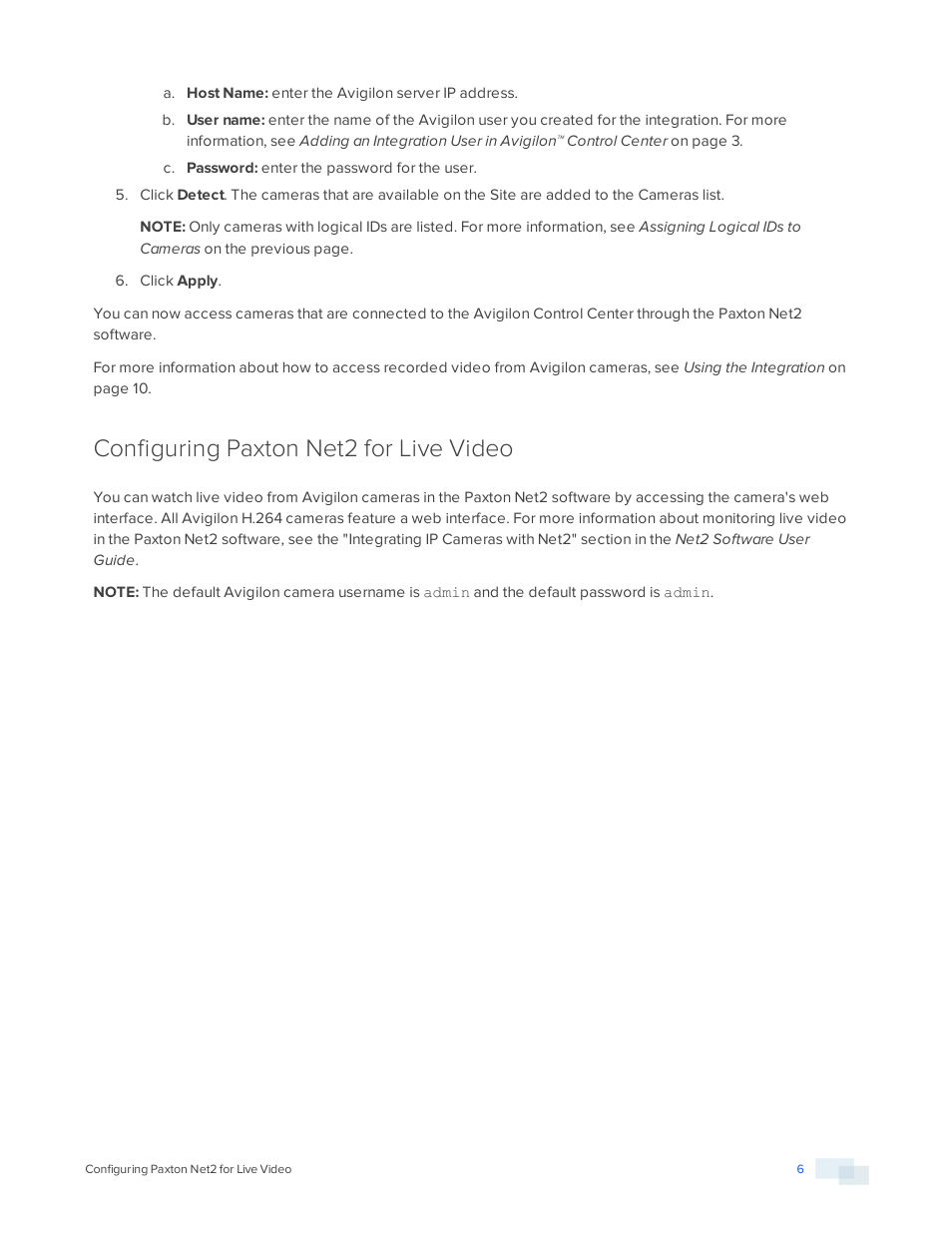 Configuring paxton net2 for live video | Avigilon Paxton Net2 Integration User Manual | Page 9 / 15