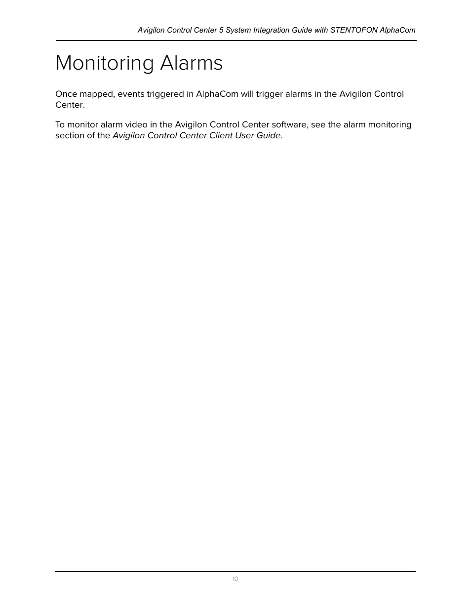 Monitoring alarms | Avigilon Stentofon AlphaCom Integration User Manual | Page 13 / 14
