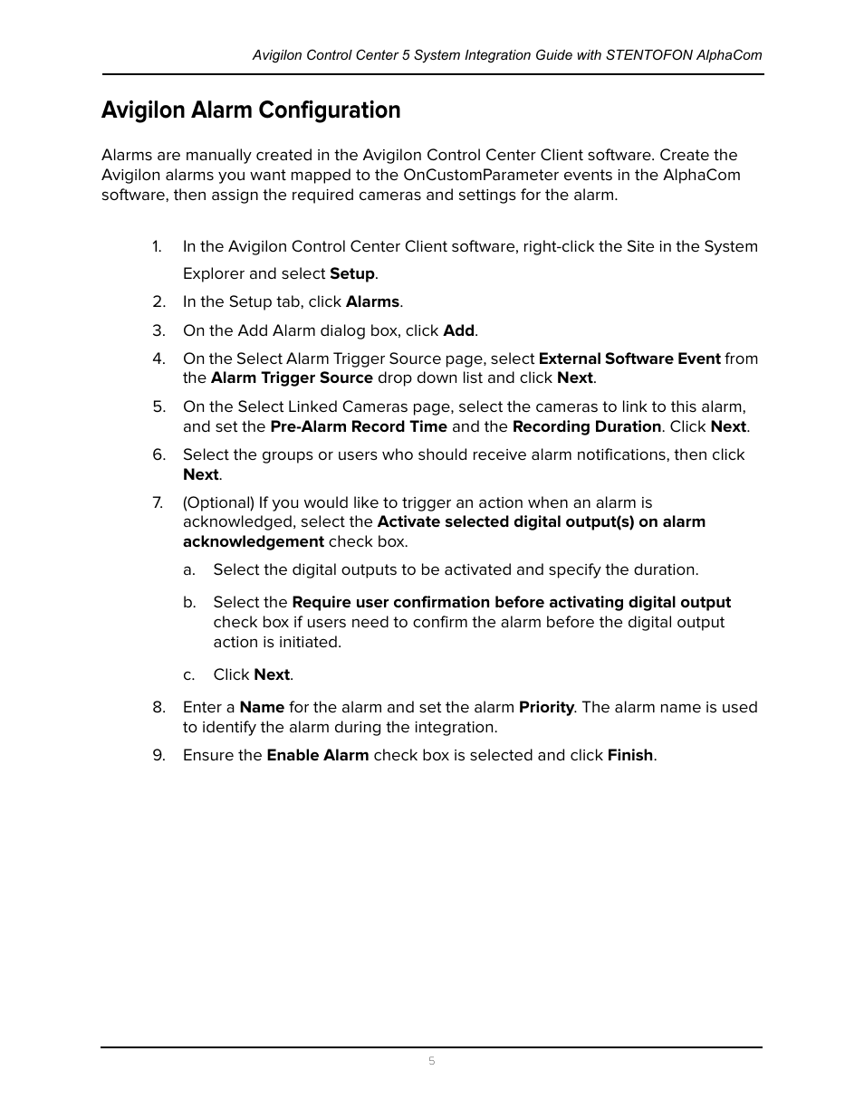 Avigilon alarm configuration | Avigilon Stentofon AlphaCom Integration User Manual | Page 8 / 14