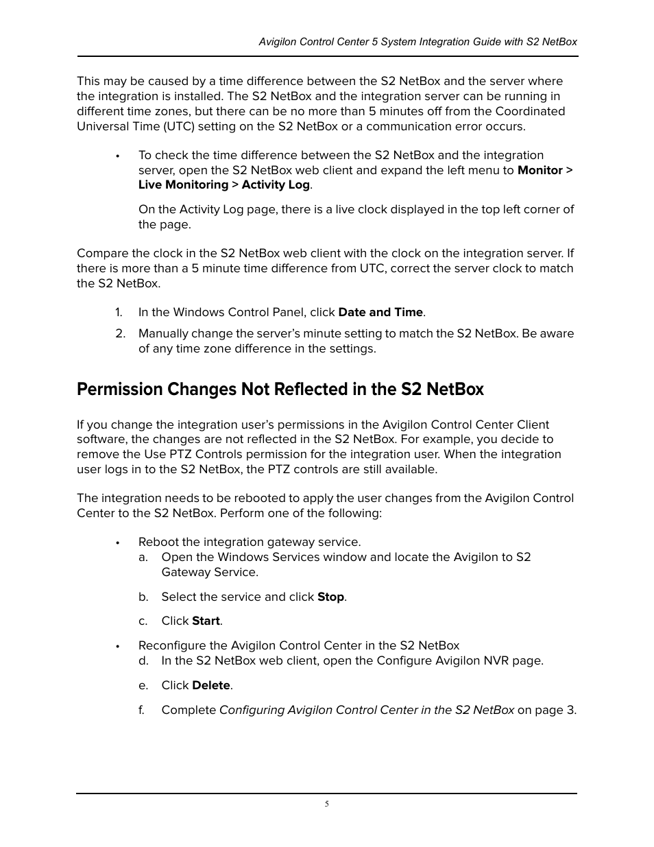 Permission changes not reflected in the s2 netbox | Avigilon S2 NetBox Integration User Manual | Page 9 / 9