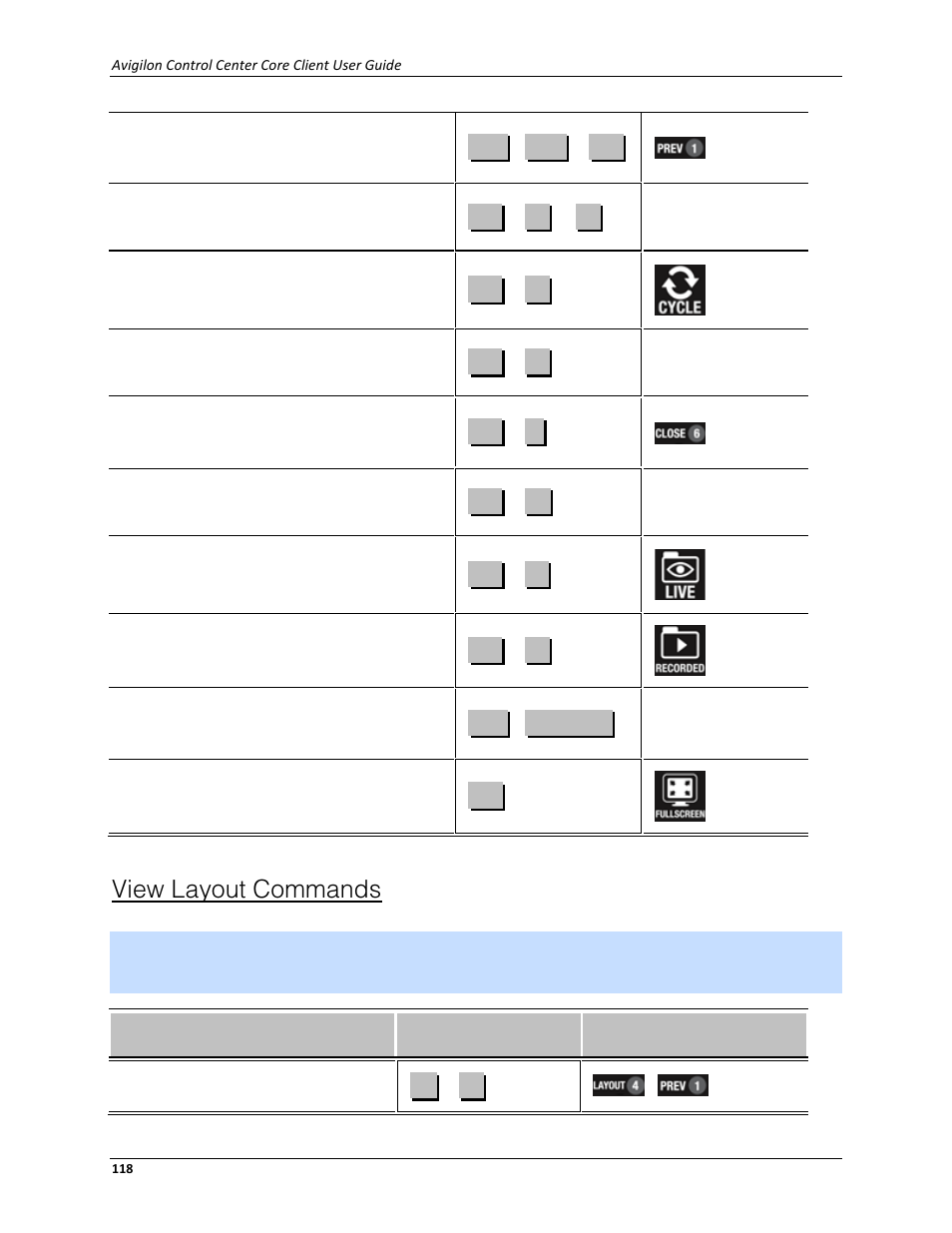 View layout commands | Avigilon ACC Core Client Version 4.12 User Manual | Page 124 / 134