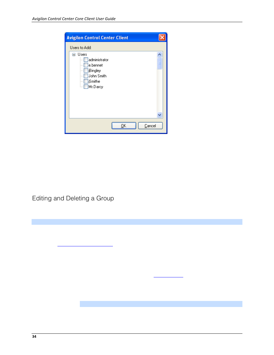 Editing and deleting a group | Avigilon ACC Core Client Version 4.12 User Manual | Page 40 / 134