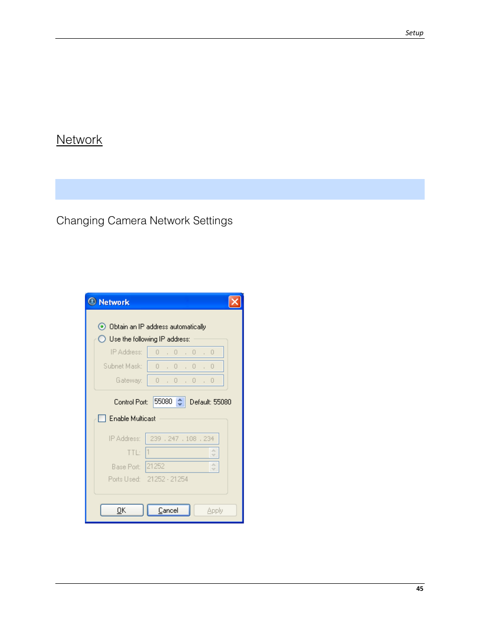 Network, Changing camera network settings | Avigilon ACC Core Client Version 4.12 User Manual | Page 51 / 134