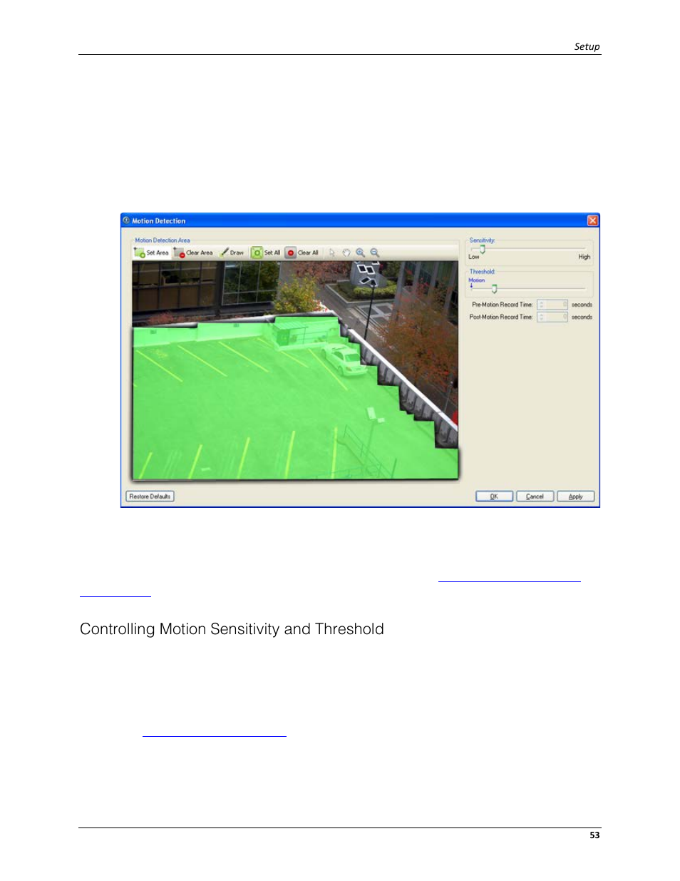 Controlling motion sensitivity and threshold | Avigilon ACC Core Client Version 4.12 User Manual | Page 59 / 134