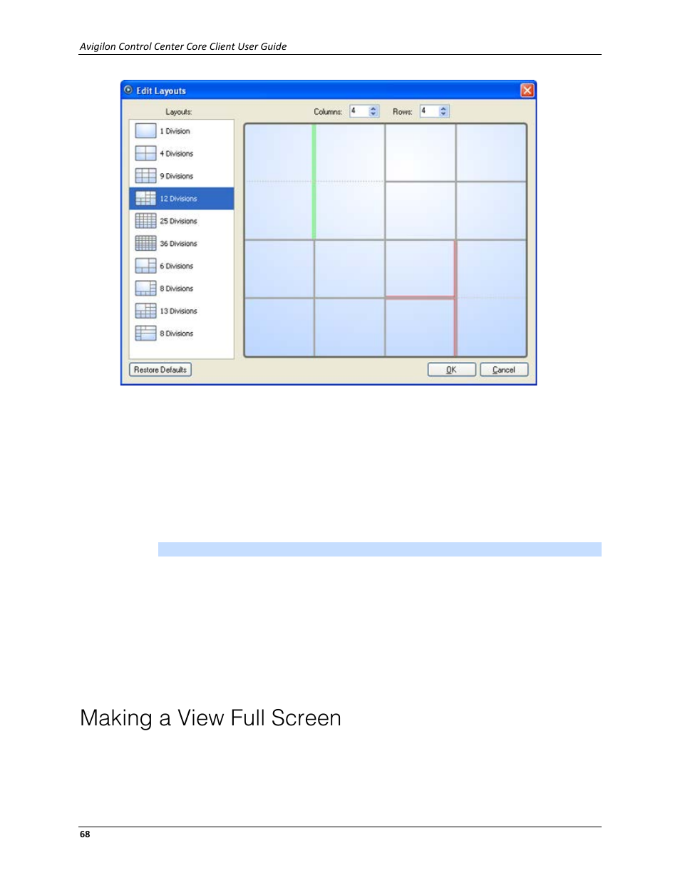 Making a view full screen | Avigilon ACC Core Client Version 4.12 User Manual | Page 74 / 134