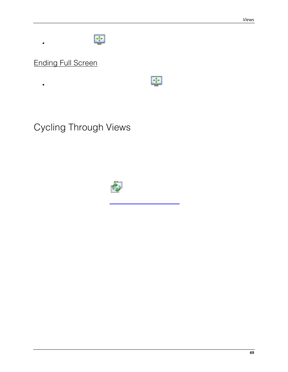 Ending full screen, Cycling through views | Avigilon ACC Core Client Version 4.12 User Manual | Page 75 / 134