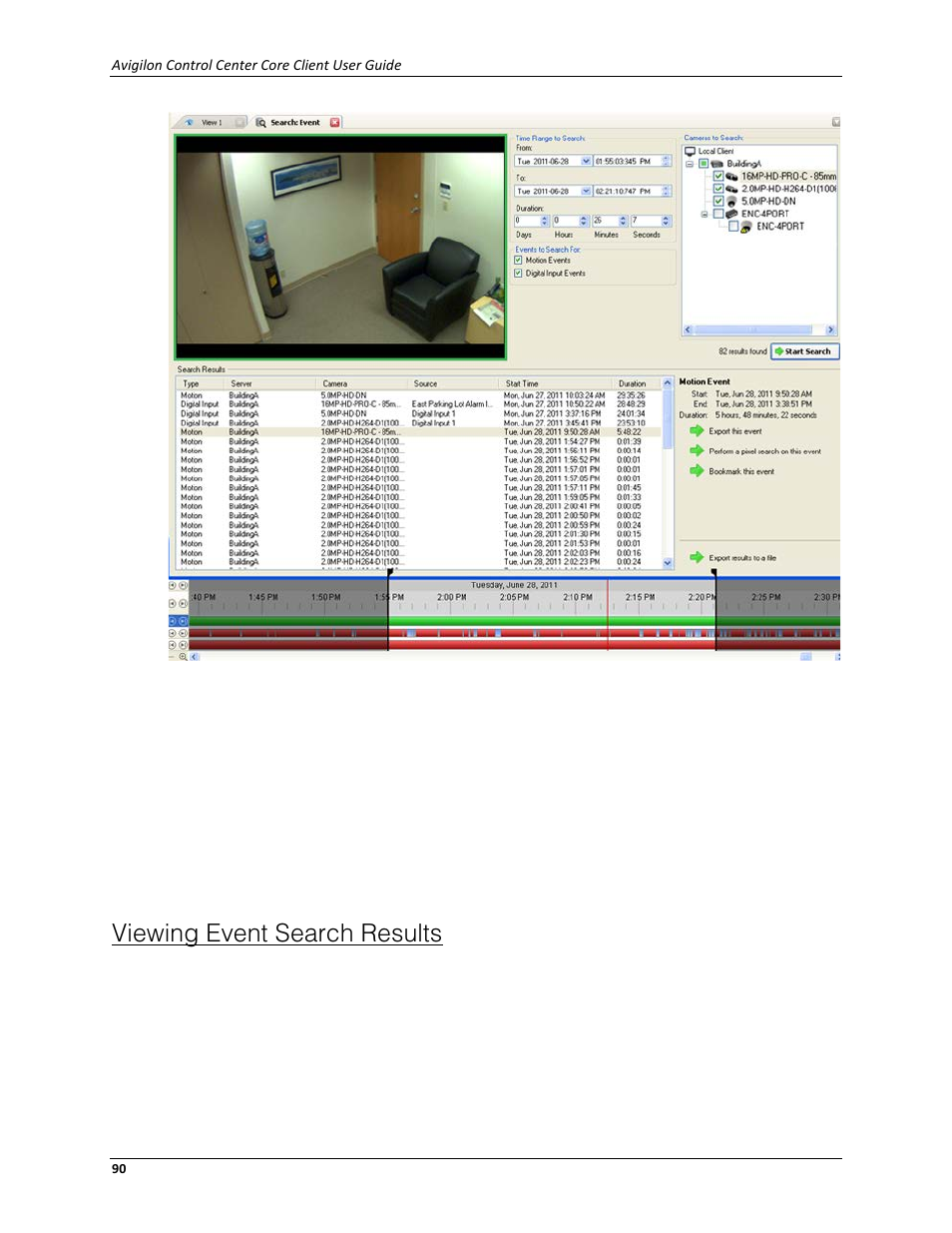 Viewing event search results | Avigilon ACC Core Client Version 4.12 User Manual | Page 96 / 134