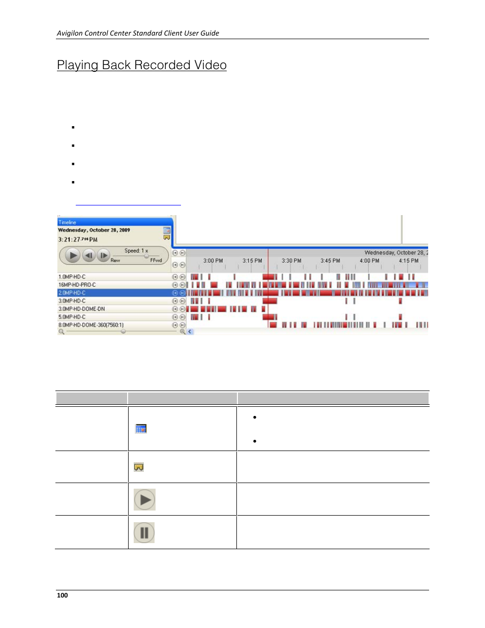 Playing back recorded video | Avigilon ACC Standard Client Version 4.12 User Manual | Page 108 / 159