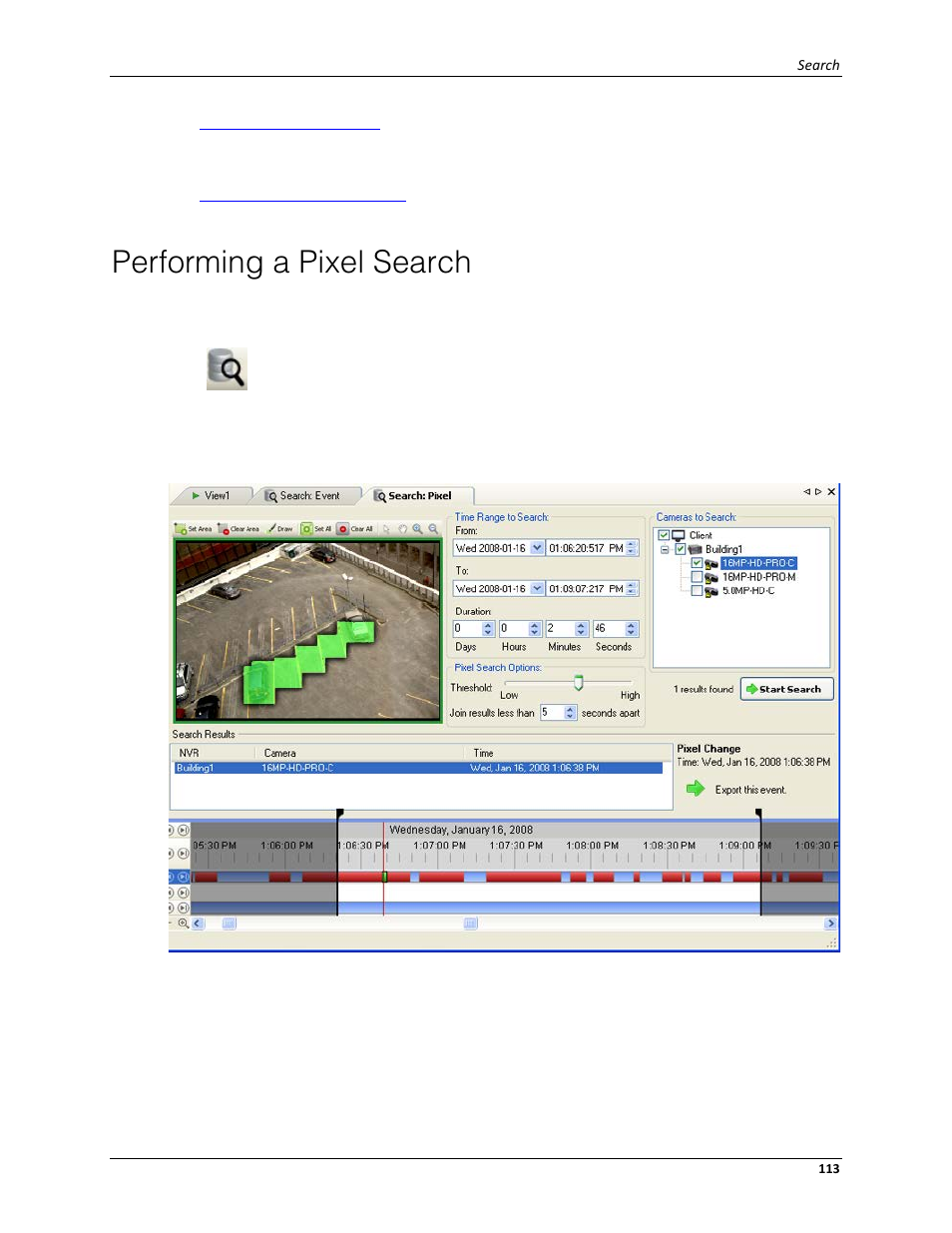 Performing a pixel search | Avigilon ACC Standard Client Version 4.12 User Manual | Page 121 / 159