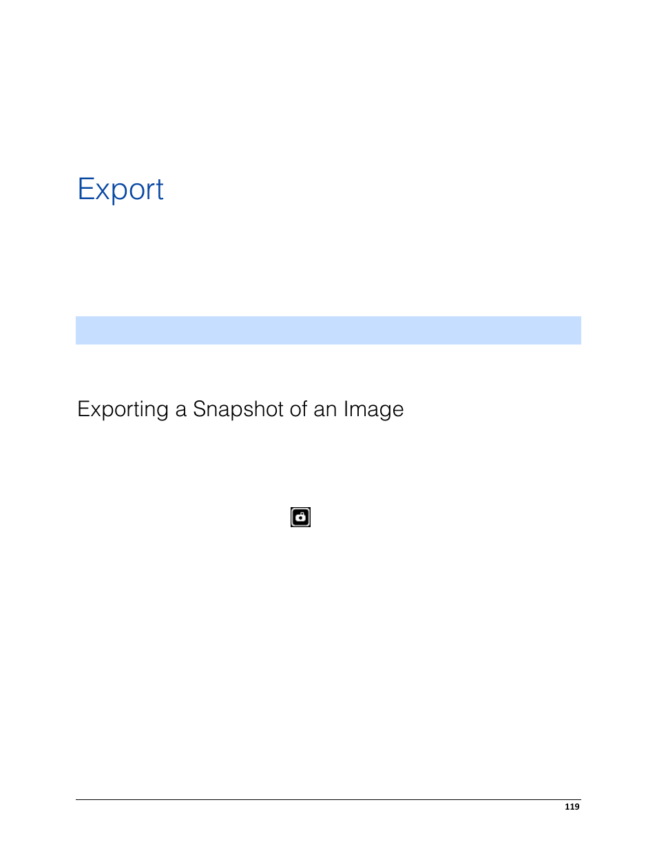 Export, Exporting a snapshot of an image | Avigilon ACC Standard Client Version 4.12 User Manual | Page 127 / 159