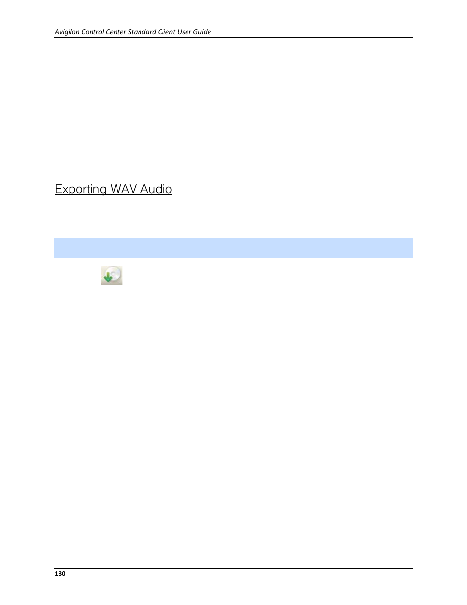 Exporting wav audio | Avigilon ACC Standard Client Version 4.12 User Manual | Page 138 / 159
