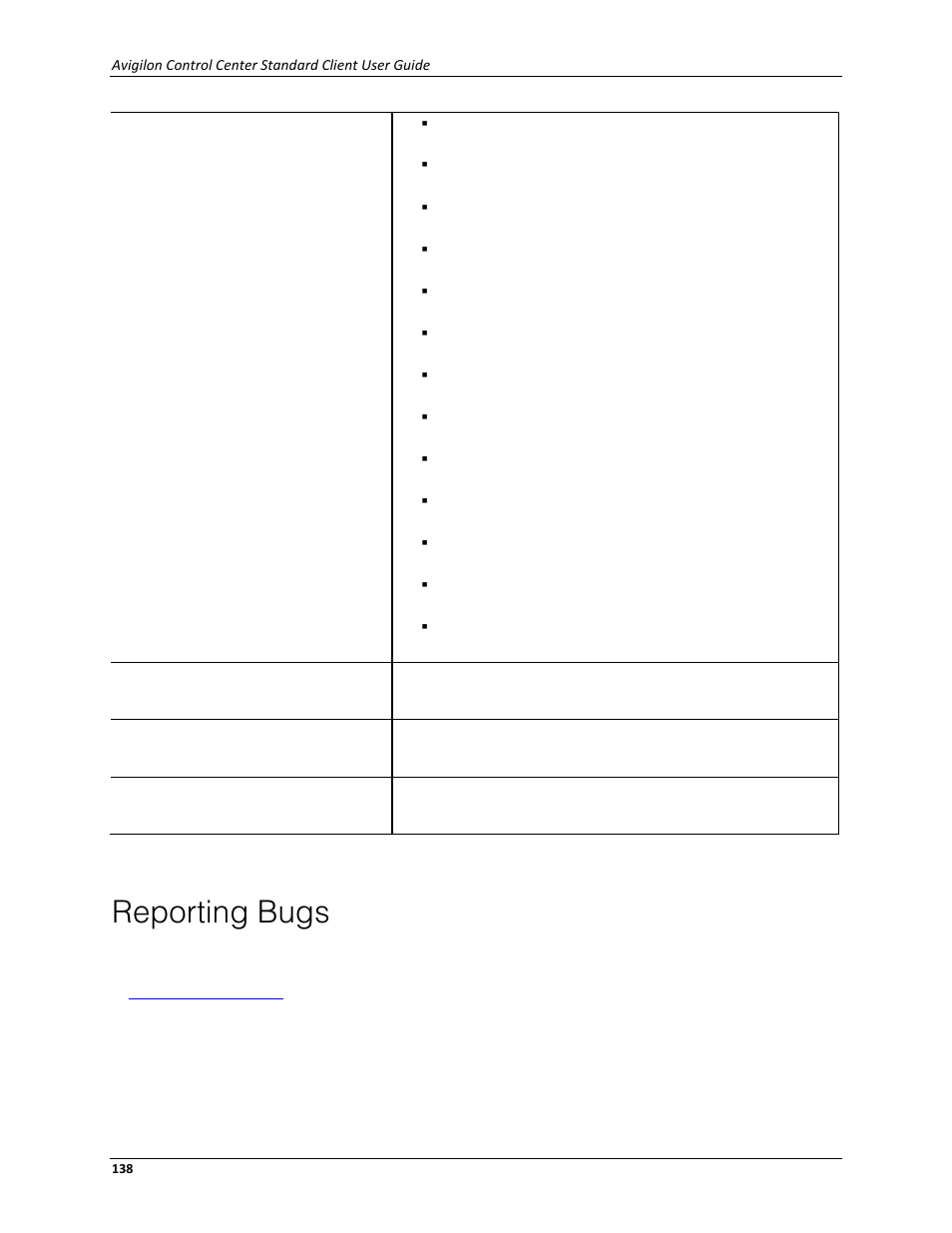 Reporting bugs | Avigilon ACC Standard Client Version 4.12 User Manual | Page 146 / 159