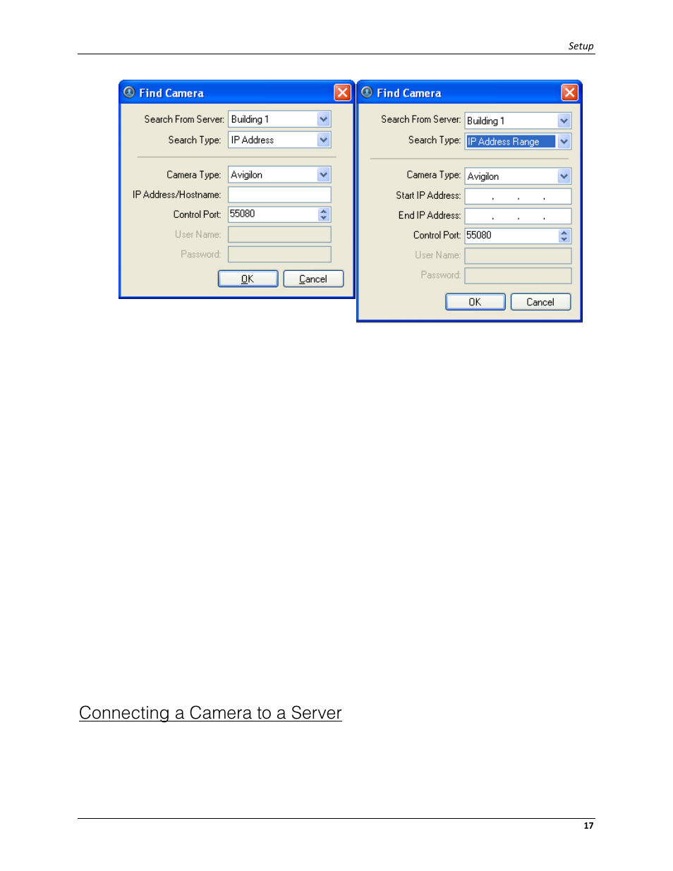 Connecting a camera to a server | Avigilon ACC Standard Client Version 4.12 User Manual | Page 25 / 159